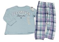 Nové - světlemodro-kostkované pyžamo s nápisy St. Bernard