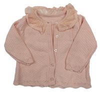 Světlerůžový vzorovaný propínací svetr s límečkem Matalan