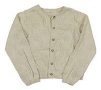 Smetanový propínací svetr s perforovanými květy Next