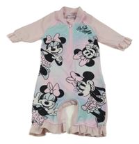 Světlerůžovo/světlemodrý UV overal s Minnie a volánky Disney