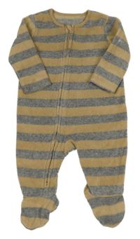 Béžovo-šedý pruhovaný fleecový overal George