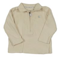 Smetanová žebrovaná mikina s límečkem RIVER ISLAND