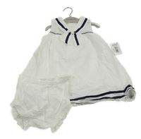 Nové - 2Set - Bílé námořnické šaty s mašlí a pruhy a límcem + kalhotky na plenky Matalan