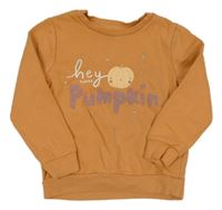 Oranžová mikina s dýní a nápisy a hvězdičkami George