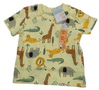 Nové - světležluté tričko se zvířátky PRIMARK