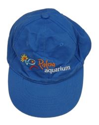 Modrá plátěná kšiltovka s nápisy a rybičkou 