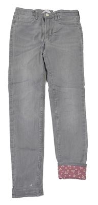 Šedé skinny fit teplákové podšité rifle H&M