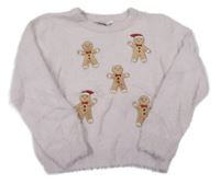 Světlerůžový chlupatý svetr s perníčky PRIMARK