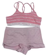 2set - Růžovo-bílá batikovaná lambáda + růžové puntíkaté kalhotky