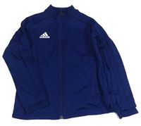 Tmavomodrá sportovní propínací mikina s logem Adidas
