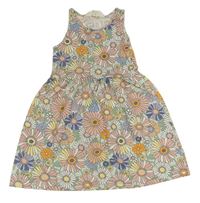 Světlezeleno-barevné květované bavlněné šaty H&M