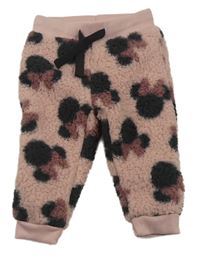 Starorůžové huňaté tepláky s Minnie Disney