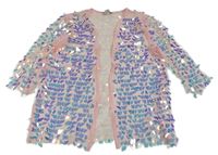 Růžový síťovaný cardigan s flitry Primark