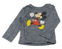Tmavomodré pruhované triko s Mickeym Disney