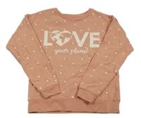 Starorůžová puntíkatá mikina s nápisem zn. Primark