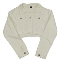 Smetanová riflová crop bunda Shein