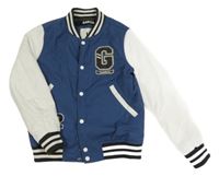 Tmavomodro-bílý šusťákový zateplený bomber s písmenem Garcia