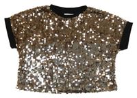 Bronzové flitrové crop tričko