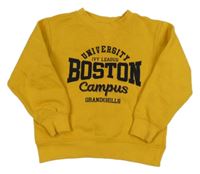 Hořčicová mikina s nápisem Grand&Hills