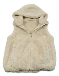 Béžová kožešinová podšitá vesta s kapucí Nutmeg