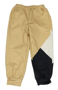 Béžovo-bílo-černé tepláky Shein