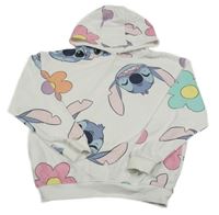 Bílá květovaná mikina se Stitchem a kapucí George