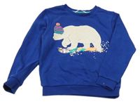 Safírová mikina s medvědem s překlápěcími flitry M&S