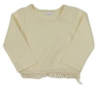 Krémová žebrovaná mikina s krajkou