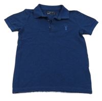 Tmavomodré melírované polo tričko s výšivkou Next