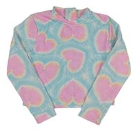 Světlemodré batikované UV triko se srdíčky Primark