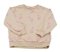 Růžová mikina s plameňáky M&S