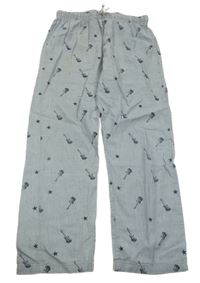 Modré melírované lehké kalhoty s kytarami Zara