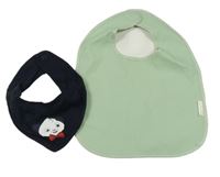 2set - Světlezelený bryndák + tmavomodrý slinták s pandou