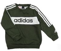 Khaki-bílá mikina s nápisem Adidas