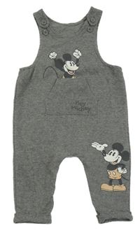 Šedé melírované žebrované laclové tepláky s Mickeym George