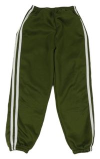 Khaki thermo tepláky s pruhy