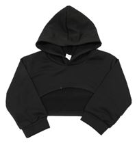 Černá crop mikina s kapucí Shein