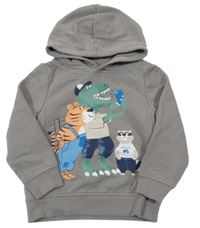 Šedá mikina se zvířaty a kapucí C&A