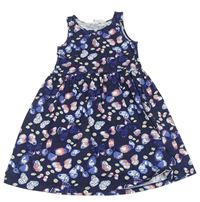 Tmaovmodro-barenvé šaty s motýlky H&M