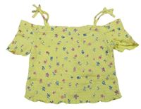 Žlutý květovaný žabičkový crop top George