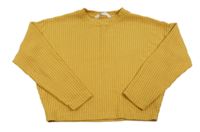 Okrové žebrované úpletové crop triko zn. H&M