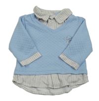 Modro-šedá mikina s límečkem 