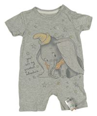 Nové - Šedý melírovaný kraťasový overal s Dumbem George