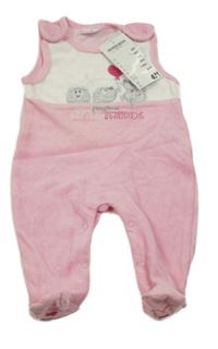 Nové - růžovo-bílé sametové dupačky s ježky 