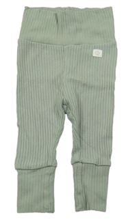 Khaki žebrované lehké tepláky s nášivkou H&M