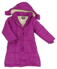 Purpurový šusťákový zimní kabát s kapucí 