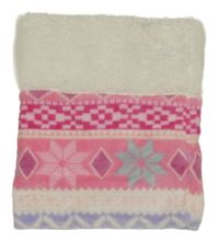 Růžovo-bílý plyšový/chlupatý zateplený nákrčník 