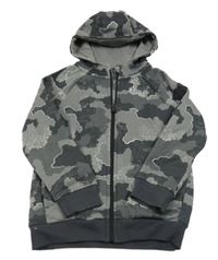 Šedo-tmavošedá army propínací mikina s kapucí Nutmeg