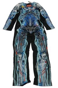 Nové - kostým - Černo-bílo-modrý vzorovaný overal s kostrou George