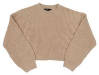 Pudrový pletený crop svetr New Look